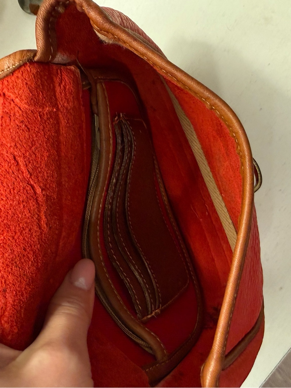 Dooney & Bourke Red Pebbled Leather Satchel Trio with Tan Trim - Picture 6 of 13